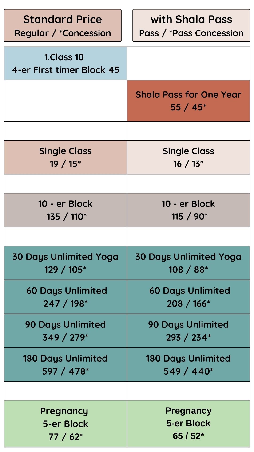 shala prices english from 15feb.26