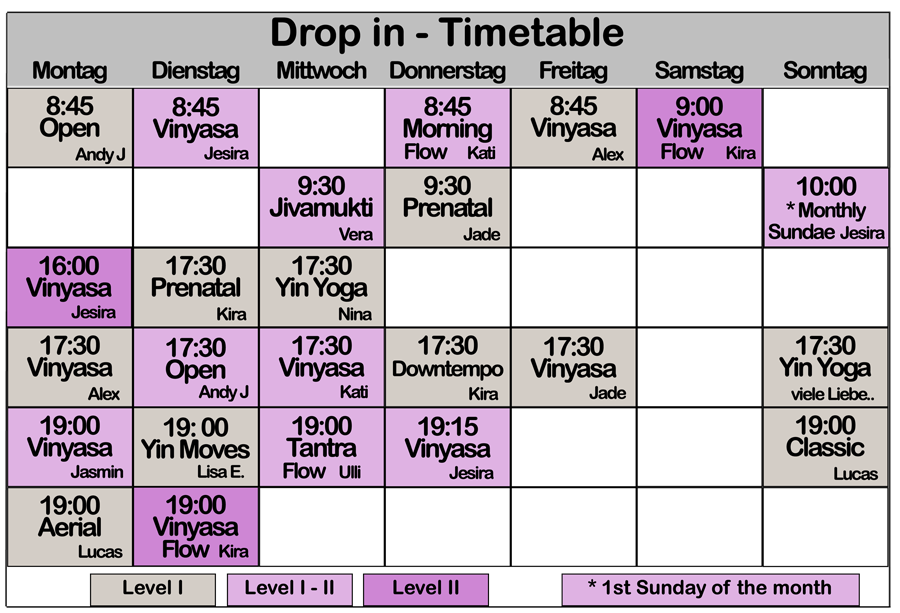 Yoga Shala Innsbruck Timetable