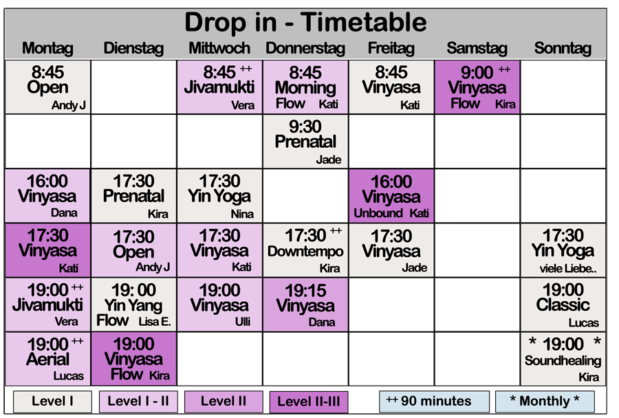 Yoga Shala Innsbruck Timetable